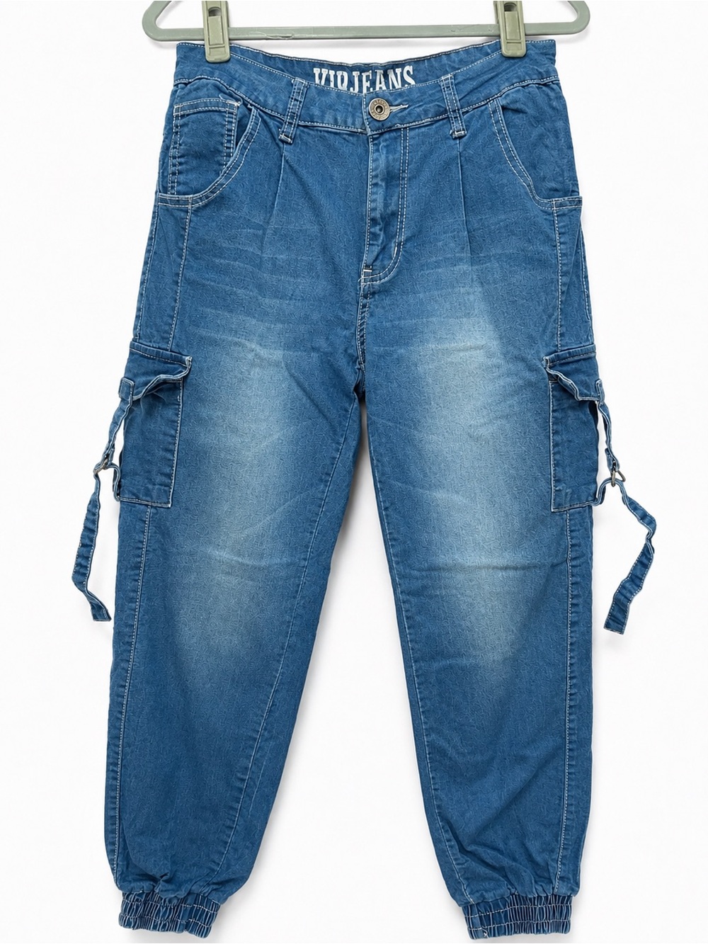 VIP Jeans Cargo Jogger Pants Blue Denim Stretch Utility Pants Size 7/28